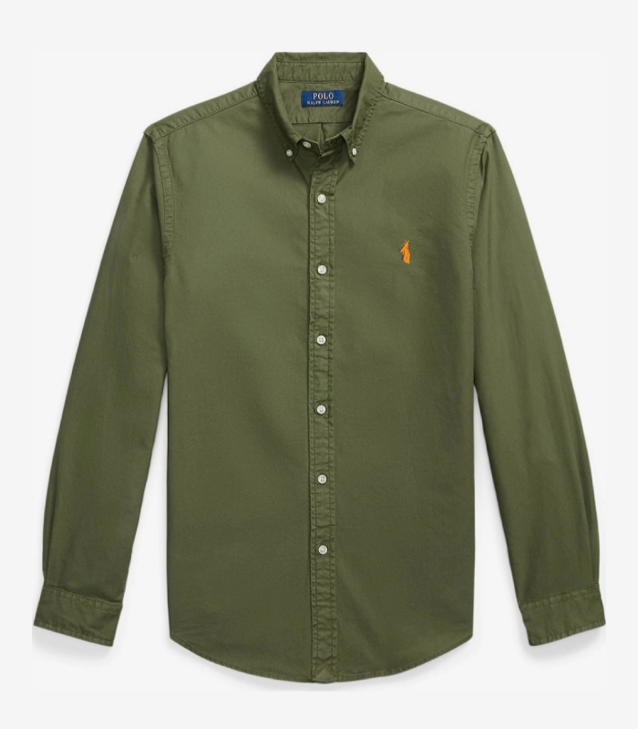 RL slim fit oxford New olive shirt