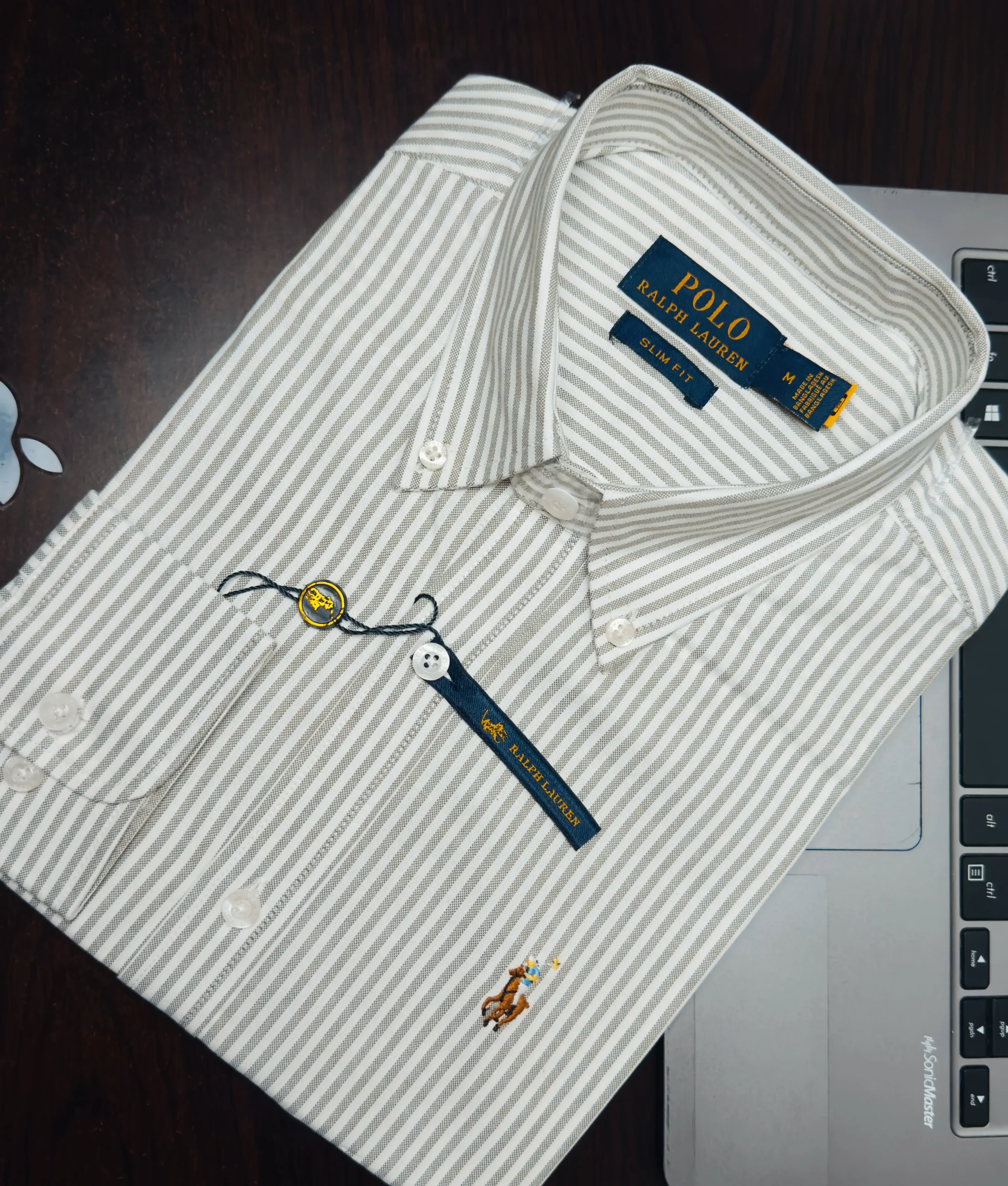 RL slim fit oxford grey Striped shirt - Image 2